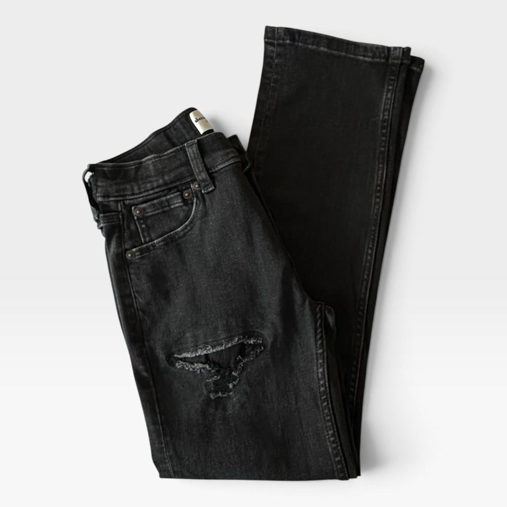 NWOT Abercrombie Boys Straight Jeans Black Distressed Denim Kids 9/10 LONG